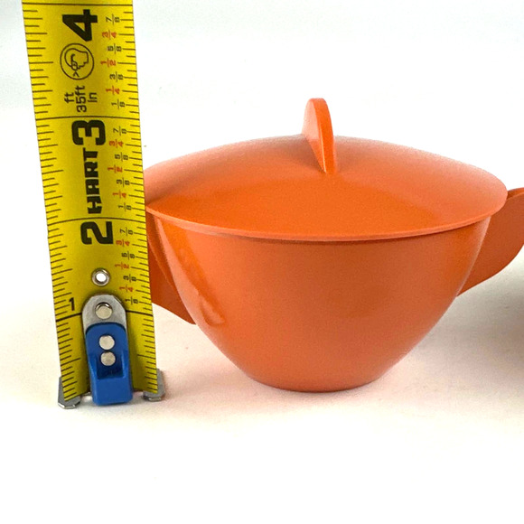 Vintage Mid Century Modern Laguna Orange Melamine Sugar Bowl And Creamer - Picture 7 of 11